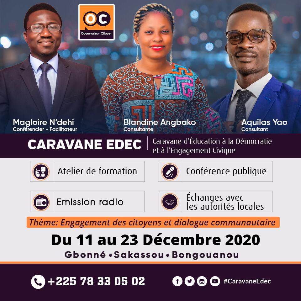 CentreESD1's tweet photo. Du 11 au 23 le #CentreESD organise  une caravane d'éducation à la démocratie et d'engagement citoyen à #Gbonné, Sakassou et #Bongouanou. Dialogues communautaires et formation au menu. Aujourd'hui notre équipe pose ses valises à Gbonné. Restez connectés. #CaravaneEdec https://t.co/frAT4mJYA9
