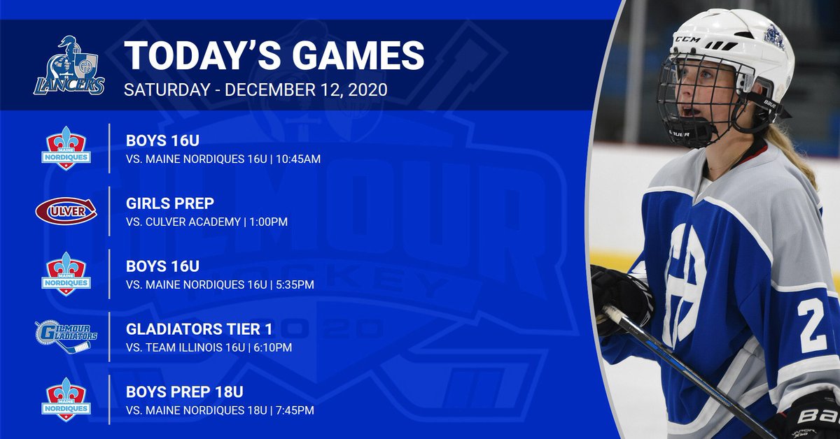 GAMEDAY: How about a little bit of home cooking! A full day of Gilmour hockey is on the menu. Good luck to all the teams today in their respective matchups. 16U starts the day at 10:45am vs. the Nordiques. 
#GoGA #LancerNation #HomeSweetHome