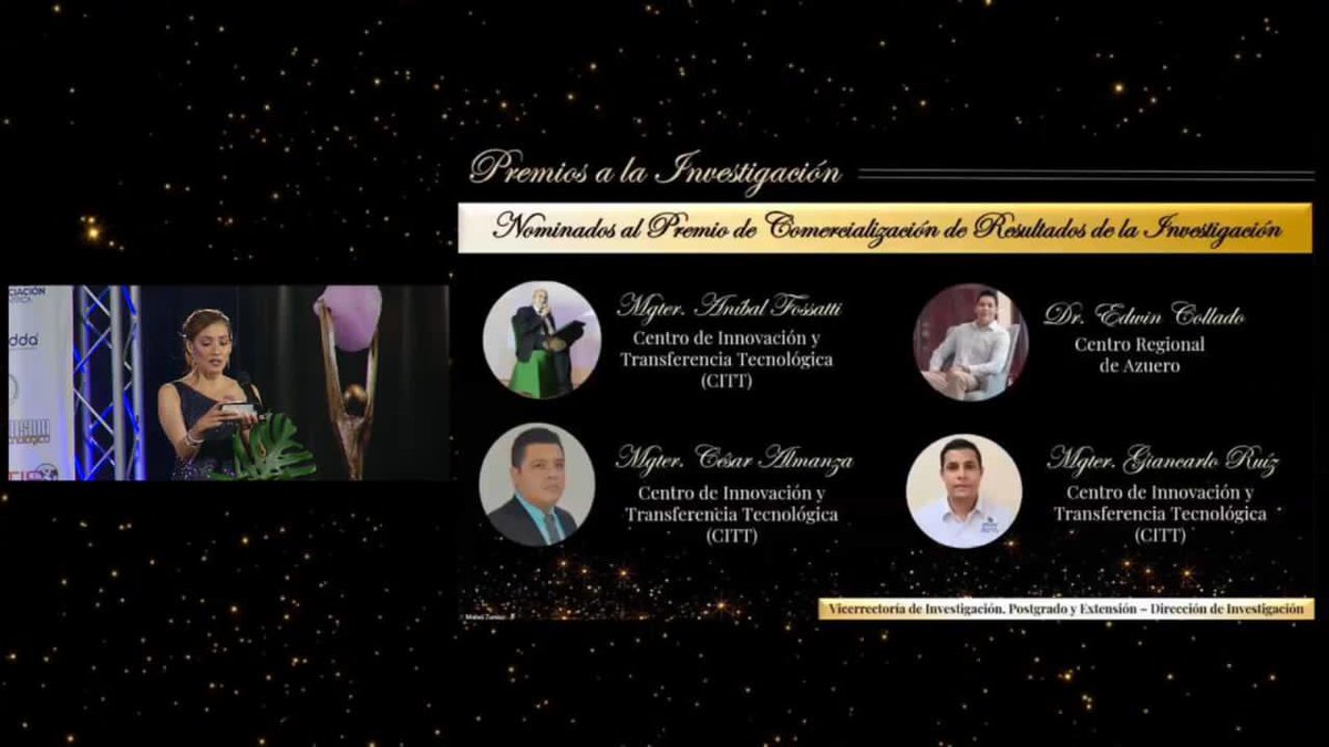 ITSIAS1's tweet photo. Felicitar al Dr. Edwin Collado @edwincv07 , coordinador de ITSIAS,  por su nominación en la categoría Comercialización de Resultados de Investigación y por haber recibido mención honorífica por su alta producción científica en la gala científica de la @UTPInvestiga https://t.co/9wzUwfevJu