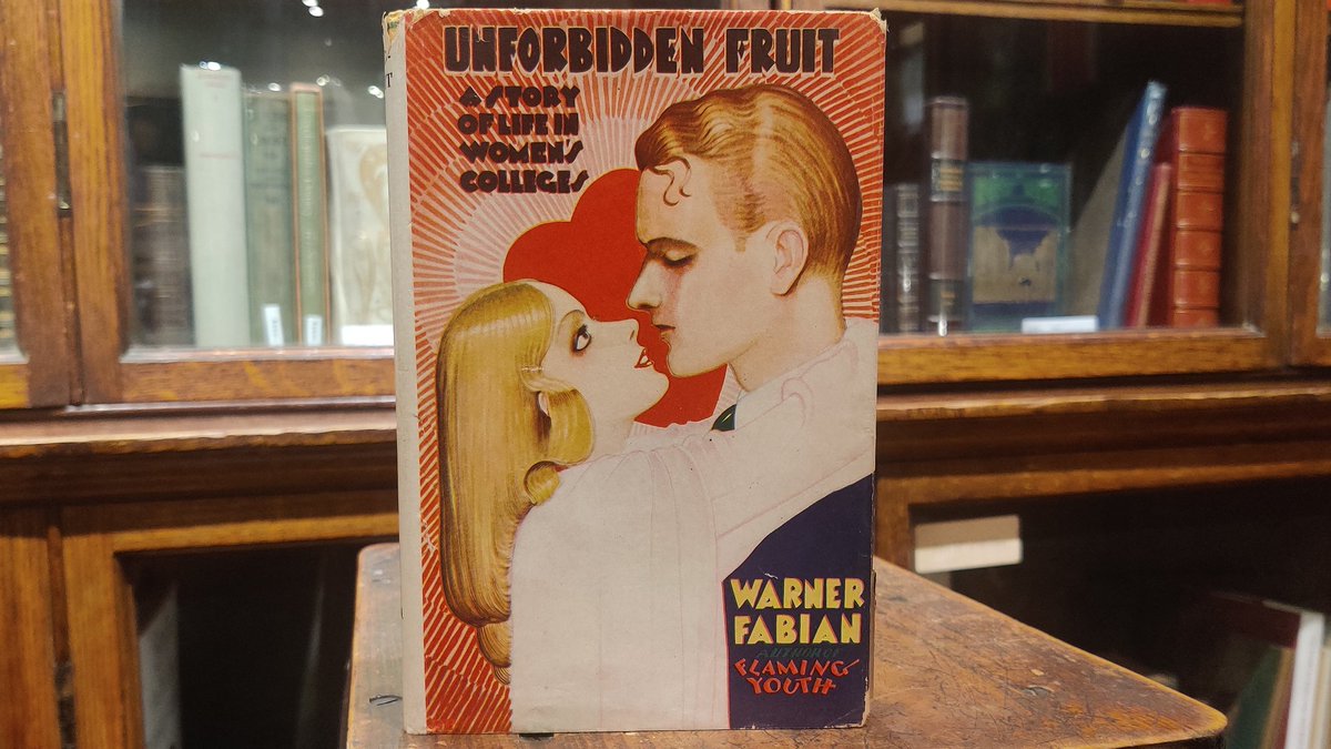 today, friends, we are going to talk about UNFORBIDDEN FRUIT, a 1928 novel about life in women's colleges which starts off with a foreword about "compressed femininity" resulting in a sexually charged "prison psychosis"