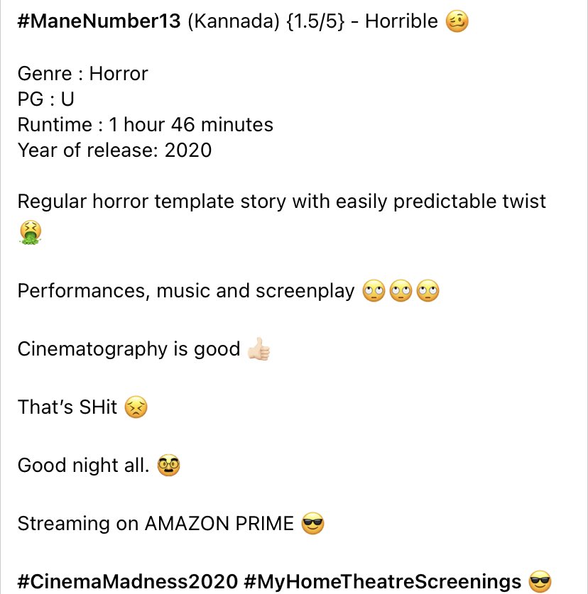 CinemaMadness24's tweet photo. 279. #ManeNumber13 (Kannada) {1.5/5} 🤮 https://t.co/RNKGqwTlF2