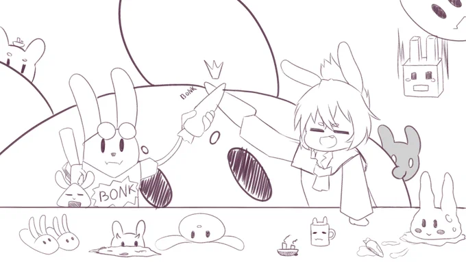 Thank you for coming again today! ??
Was so nervous it seemed like it was my first stream ever -3-

But I guess official debuts work like that huh? ♪('▽`)
Anyhow, I love all of you and I hope we can stay friends a long time

Here's our commemorative doodle~ (guess who's who) 