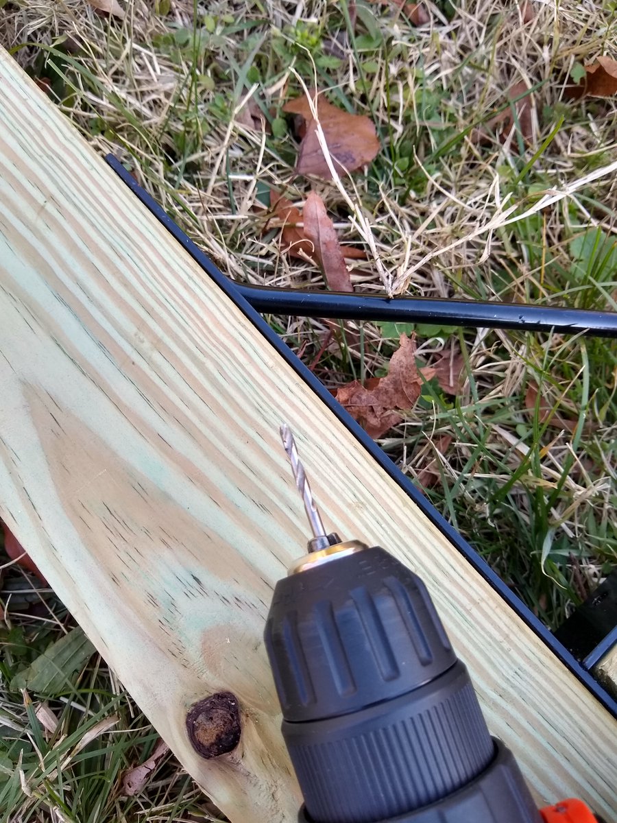 So the kit I bought actually provides a 1/8 drill bit for pre-drilling all the holes. I thought "what a great idea" until this happened.The rest of the bit is planted firmly in the wood. lol #DIYRobb