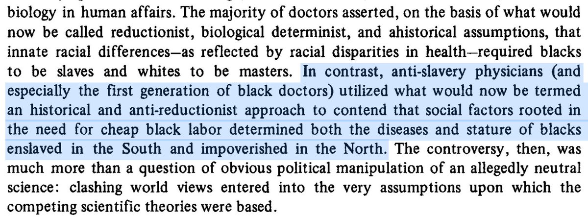 The very first Black doctors, back in the 1800s (!!), argued that racial health disparities were driven by racism (and more precisely racial capitalism). That I have to argue this same basic fact in 2020, doesn't make me my "ancestors wildest dreams." My ancestors already knew.