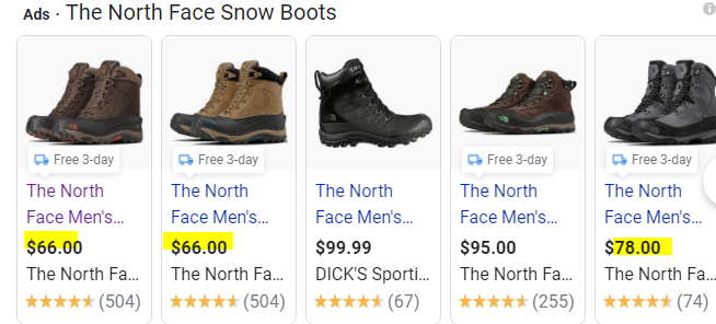 allereb's tweet photo. @thenorthface What's up with your google ads? These prices aren't close to being right. https://t.co/PbEFgjUUly
