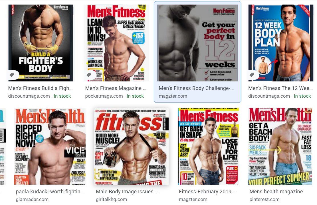 I want to talk about something that I wish was talked about more frequently: mental health, specifically around male body image issues.Growing up in the era where magazines were thriving, this is what the media depicts as the gold standard for what a male body should look like