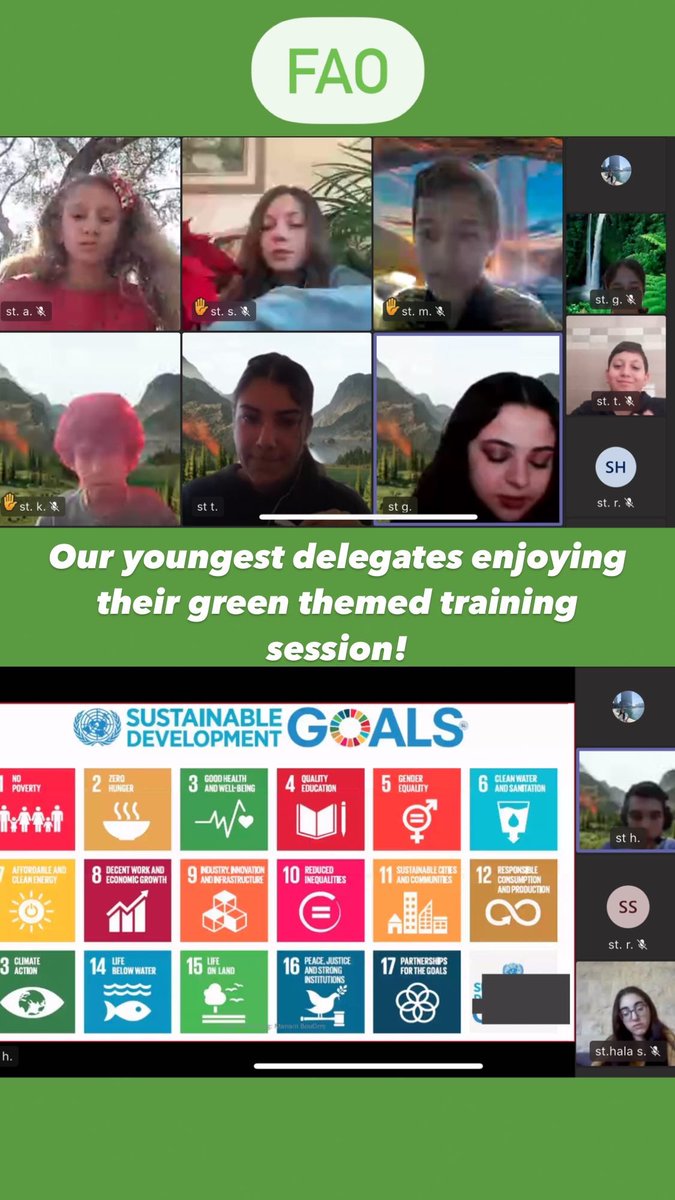 HHHS_MUN's tweet photo. Première session d’entraînement MNU virtuelle incarnée dans notre “green” theme! Les délégués ont apprécié les activités reliées à l’environnement. @Hhhsinfo @Naghamabouali1 #mun #9thHHHSMUN #FirstTrainingSession https://t.co/BLgMyNpQSE
