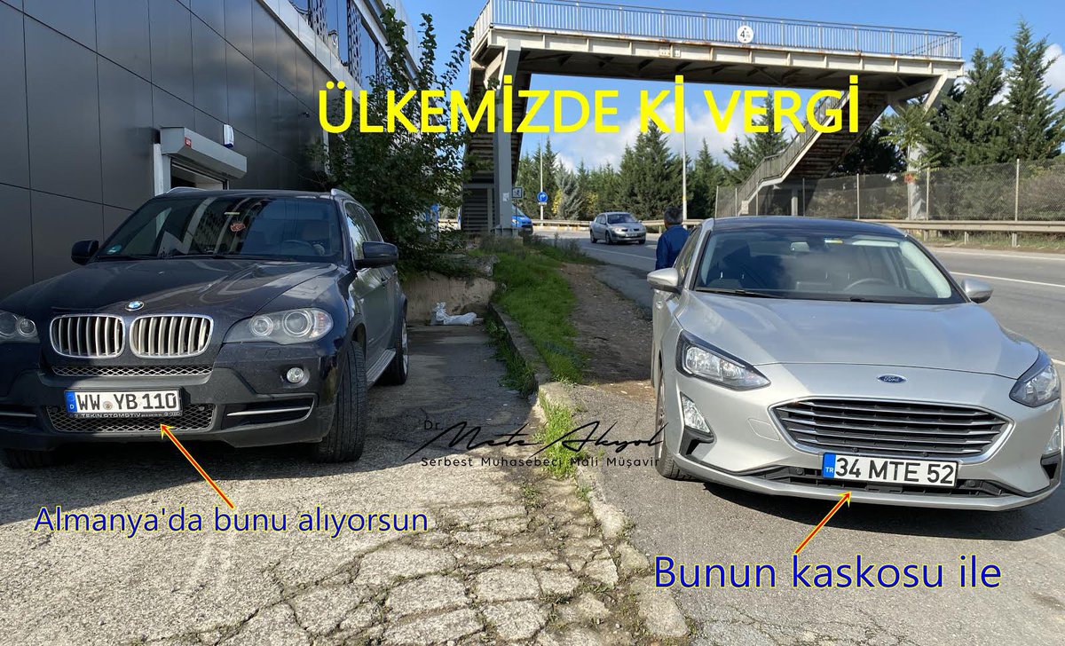 DrMeteAkyol's tweet image. Türkiye de VERGİ... 
Bir araba almak İçin ömürler geçiyor. 
Müşterim Alman vatandaşı ve 2.500-3.000 Euro civarı X5. Benim ofiste kullandığım aracın kaskosu 2.200 TL. 
Burada ki kasko = orada ki araç
#vergi