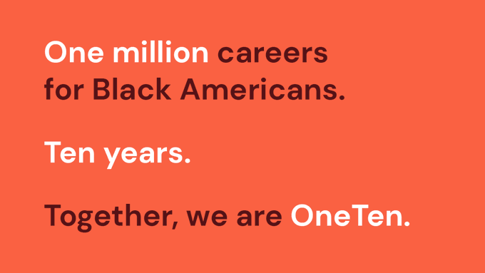 gaffasantore's tweet photo. Let’s all admit it: the current system is not inclusive enough. Today we’re joining @OneTen to provide resources that help propel Black Americans forward. We will #KeepTheMomentum. #OneTen
https://t.co/Q0CyQ8o8IN https://t.co/cvw2Ep2opl