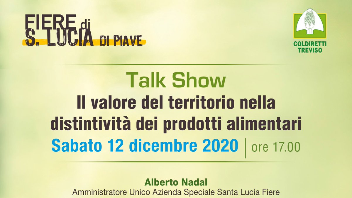 FiereSantaLucia's tweet photo. Tra poco, ore 17, saremo nuovamente in diretta (https://t.co/BwBMhQUXgn) dal padiglione digitale #Agriservice con il Talk Show "Il Valore del territorio nella distintività dei prodotti alimentari", condotto da Sebastiano Barisoni, vice direttore esecutivo Radio24. 🎙🌐🌱 https://t.co/udYqLqOEyc