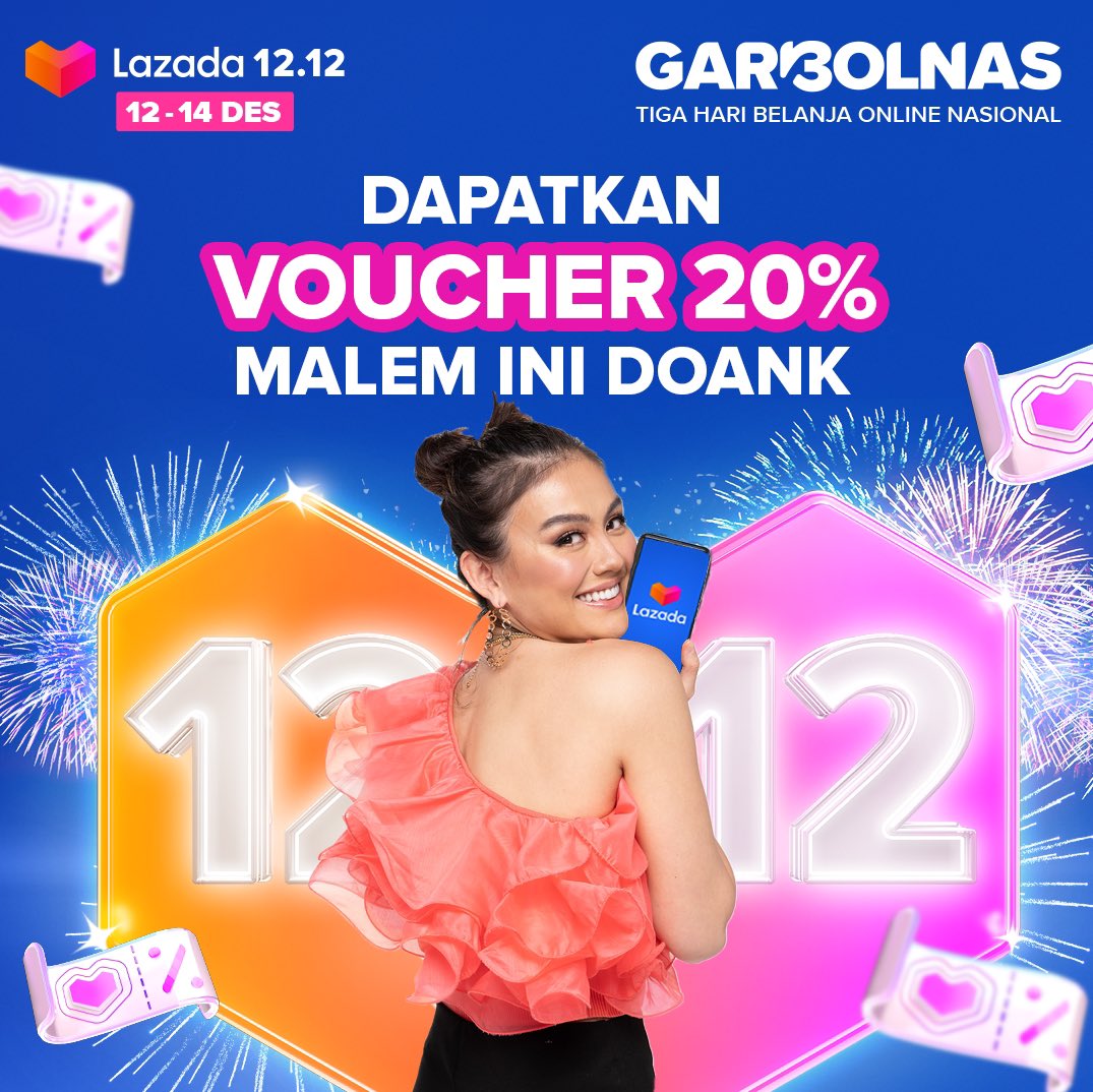 LazadaID's tweet photo. Malem ini doank! Mimin sama @agnezmo kasih kamu voucher diskon 20%!! Nggak mau kehabisan kan? Yuk buruan kumpulin vouchernya dan belanja sekarang! https://t.co/QWbzZzrW2P
#LazadaID #Lazada1212 #Garbolnas #LazadaxAgnezMo #AgnezMo https://t.co/uGuzqVz2Gd