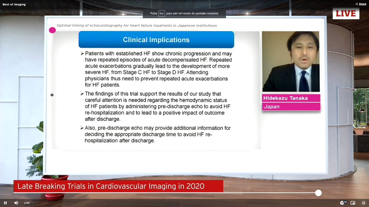 Optimal timing of echocardiography for heart failure inpatients in Japanese institutions - OPTIMAL study presented by Hidekazu Tanaka  #EACVIBestof2020  #EACVI  @escardio  @ImagenCardiaca 4/ implications and limitations