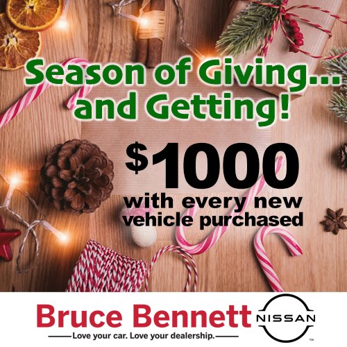 BruceBennettCT's tweet image. Don't miss the Holiday Savings at Bruce Bennett Nissan. Gift someone special a NEW vehicle and get $1000 from us! ecs.page.link/KprgR