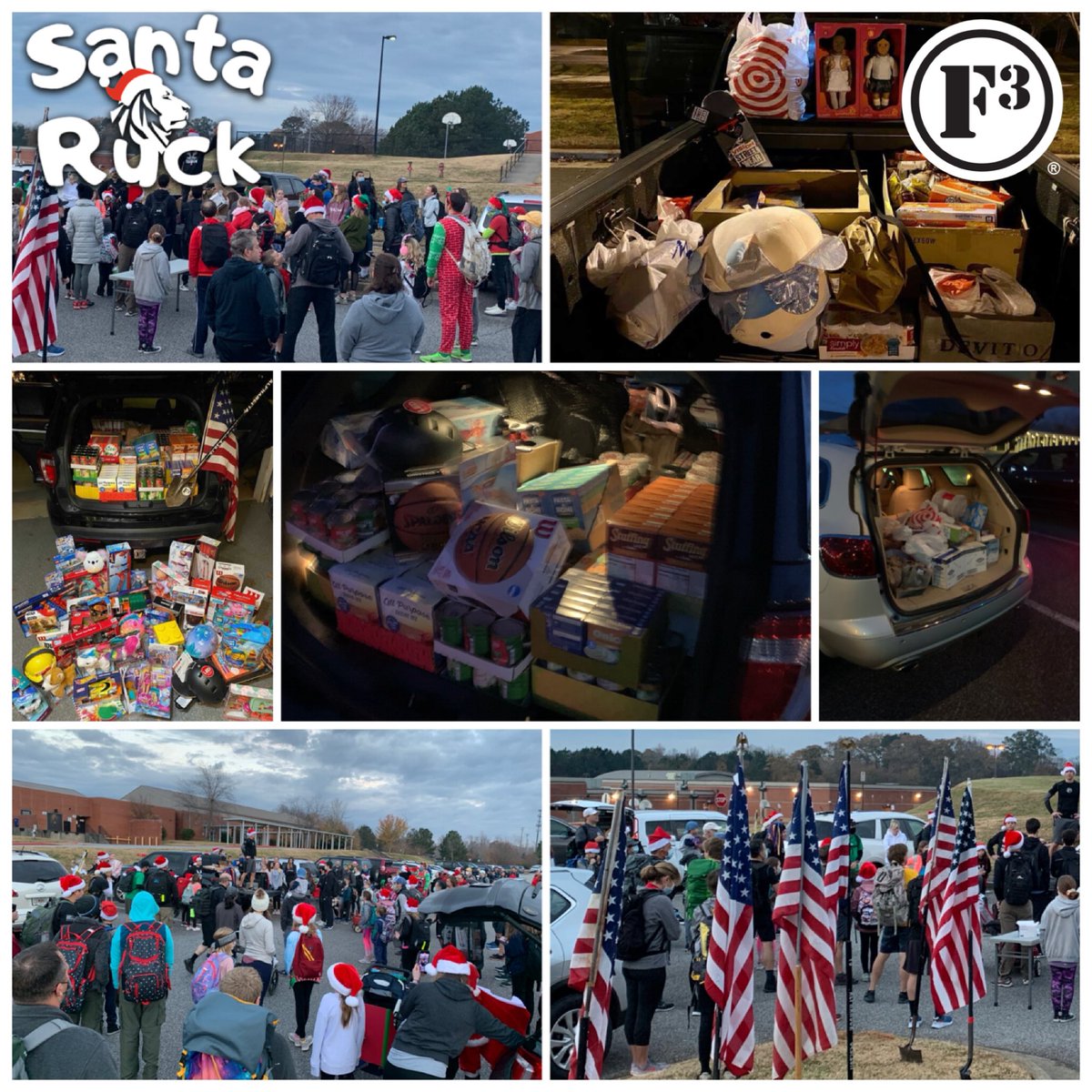 F3Alpha's tweet photo. The first (will definitely become an annual) #SantaRuck was a huge success this morning. @f3alpha &amp; FIAAlpha families delivered several thousand of pounds of food &amp; hundreds of toys to North Fulton Community Charities. Expect more pics and video... #livingthird #communityimpact https://t.co/6INw5BDpN5