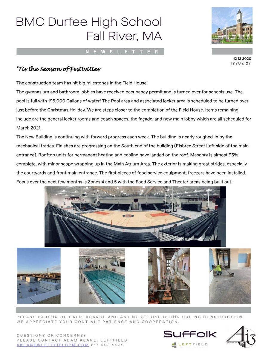 DurfeeRising's tweet image. December Newsletter. Happy Holidays @SuffolkBuilds @FRPSsupt #ProveImpossibleWrong #Construction