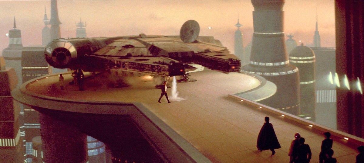 Advent Calendar: The Art of Ralph McQuarrie.Dec 12: The Falcon has just landed in Cloud City (mattepainting) - The Empire Strikes Back (1980)
