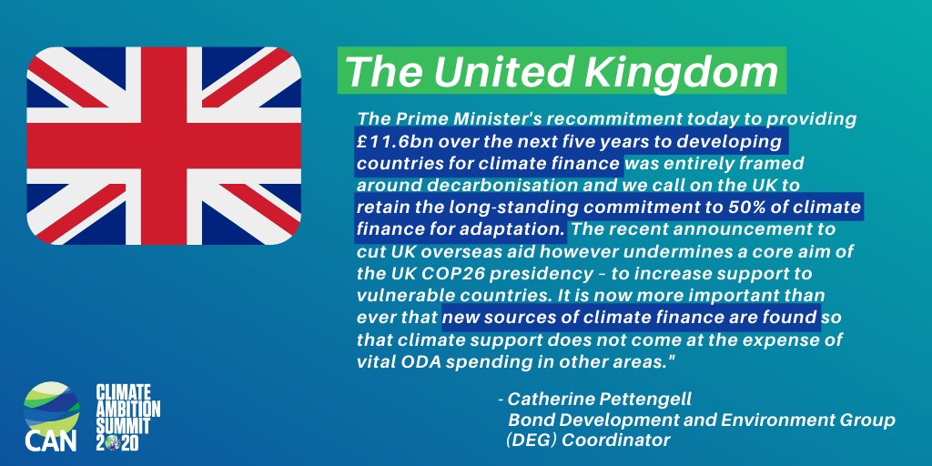 CAN reaction to UK announcement on fossil fuel financing, clean energy & £11.6bn in climate finance for developing countries:UK must find new sources of climate finance so it doesn't come at the expense of other vital ODA areas- @cat_pettengell  @bondngo https://twitter.com/CANIntl/status/1337742470365519875