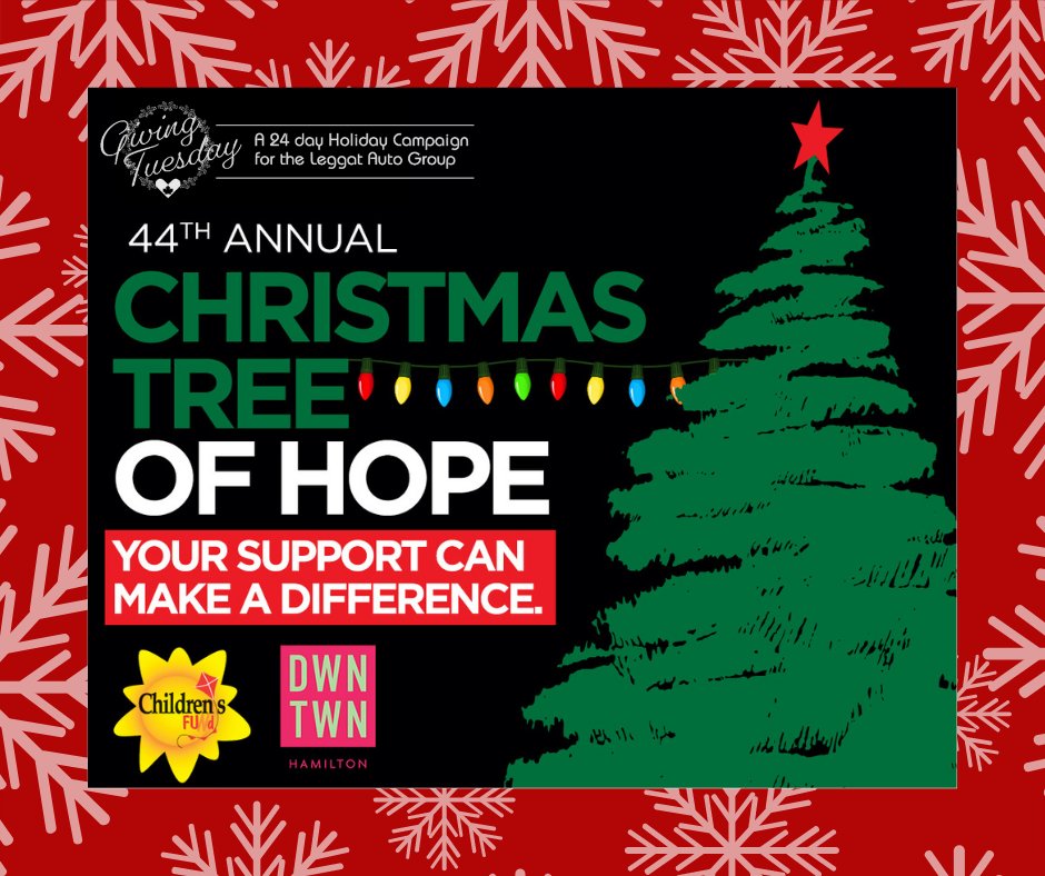 This year is the 44th annual Christmas Tree of Hope fundraiser supporting the Corus Radio Children’s Fund! The fund helps over 40 charities in the Hamilton &amp; Halton areas. Join us in supporting with <a href="/Y108Rocks/">Y108 Rocks</a> <a href="/Energy953Radio/">Energy 95.3</a> <a href="/AM900CHML/">900 CHML</a>. Give a gift today buff.ly/3of3KNE