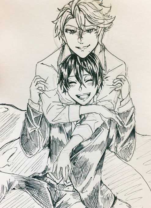 ? 先輩?今日はやけに積極的です   ね!どうしたんですか?
モブ 、、、?

監督生とモブが話してるところに割り込んで自分のものアピールする三徹目のアズ 