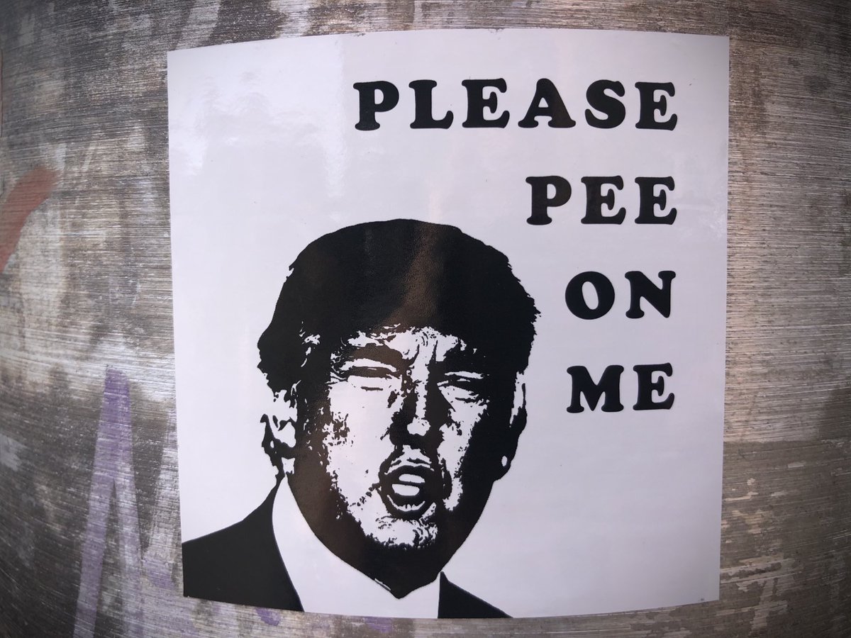 MCmuckraker's tweet photo. “Please pee on me.” Sticker in Detroit. https://t.co/xx8IJ7lRVb