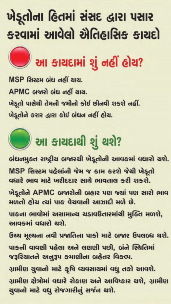 ImtiyazSodha's tweet photo. ખેડૂતોના હિતમાં સંસદ દ્વારા પસાર કરવામાં આવેલો ઐતિહાસિક કાયદો....
#RealFarmerWithModi https://t.co/rbKEb0uSfm