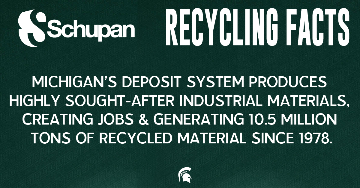 MSU_Athletics's tweet photo. Check out today's recycling fact from our partners at @eventsrecycling. #GoGreen https://t.co/1j5CNcUtEf