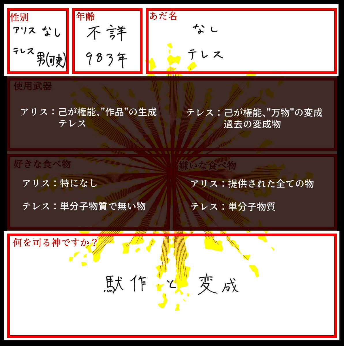iam_P_more's tweet photo. #円卓の神々
#エンカミキャラシ
よろしくお願いします
至らない点がございましたら検討しますのでお申し付けください https://t.co/knWyQ918cV