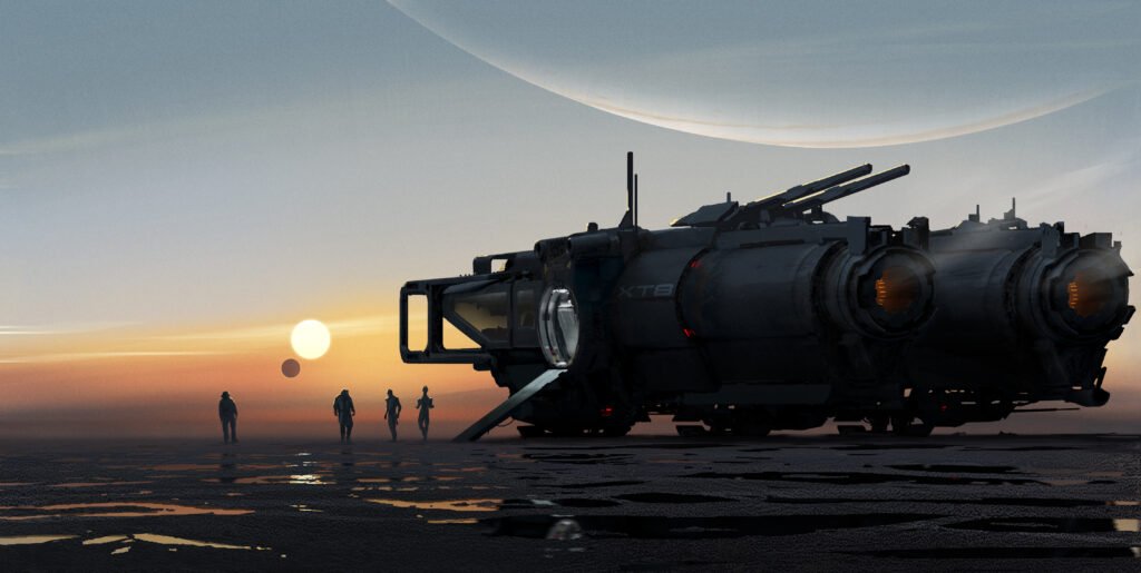 10/ We see a ship descend on an icy planet, and if you notice, it's the new ship we saw on N7 Day in new concept art (below), unofficially dubbed the "Mud Skipper".