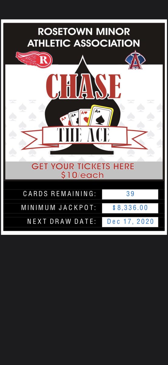 Mitch’s hockey team is selling tix this week for the RMAA instead of fundraising all year.  If your name is drawn you win weekly jackpot, have chance to draw for ace of spades &amp; take home at least $8336! $10 each. Please etransfer mcnunweilerfarms@sasktel.net Thanks &amp; Good Luck!