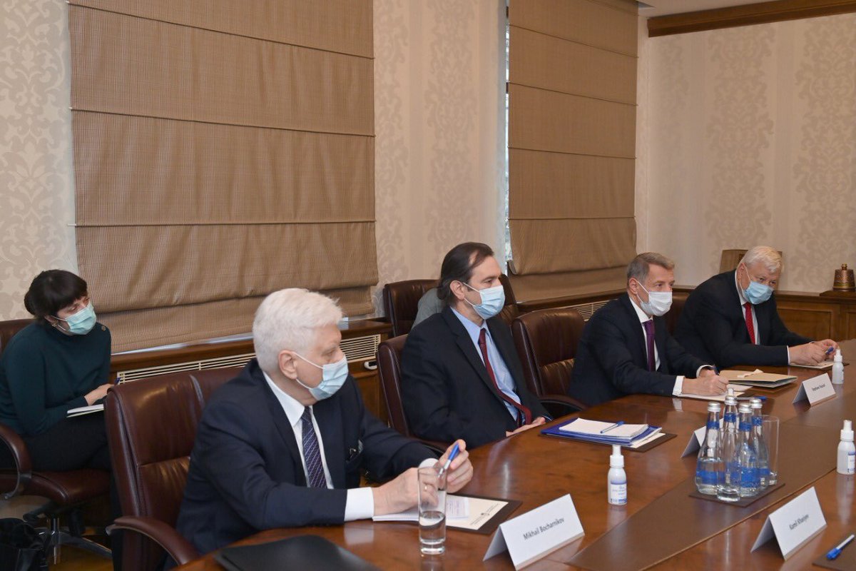 Bayramov_Jeyhun's tweet photo. The situation in the region and issues related to the implementation of the 10 November Statement was discussed at the meeting with the @OSCE Minsk Group Co-chairs in the framework of their first visit to the region after the signing of the Tripartite Statement. https://t.co/7iYXh4b7Uh
