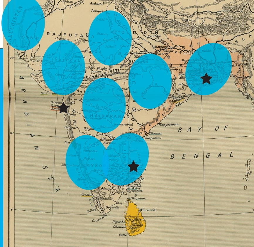 At this point I have a rough idea of how much stuff each region needs to hold in the game--that is, how big do the regions need to be so that players don't knock down pieces willy-nilly. To that effect, I drop down some very lose region markers.