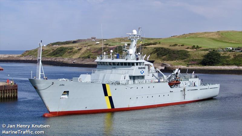MPV Jura Scottish Fisheries  https://www.marinetraffic.com/en/ais/details/ships/shipid:188664/mmsi:235010460/imo:9319624/vessel:JURA