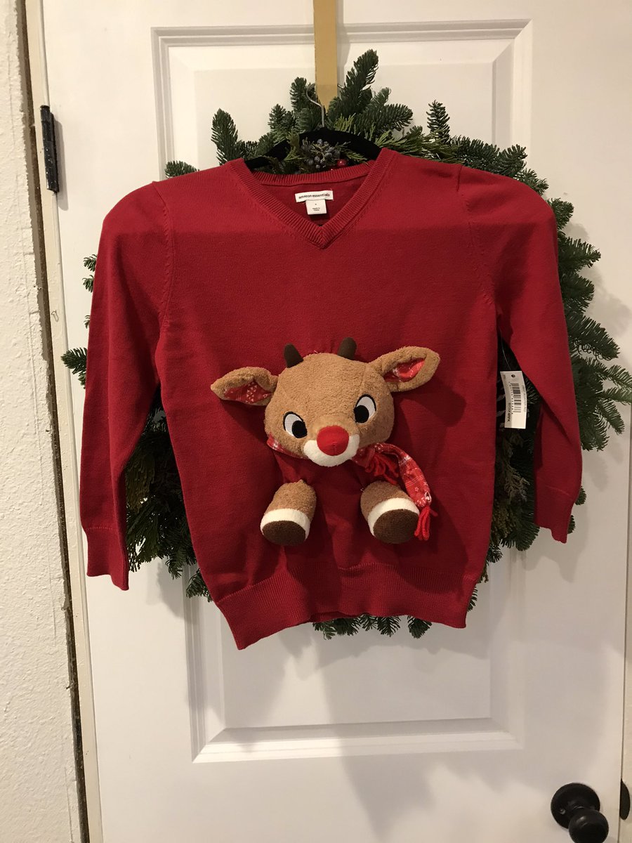 asandersplette's tweet photo. Today’s holiday crafting project. Made an “ugly” sweater for a sweet little boy. #RudolphWasDismembered https://t.co/QX5QUloxaj