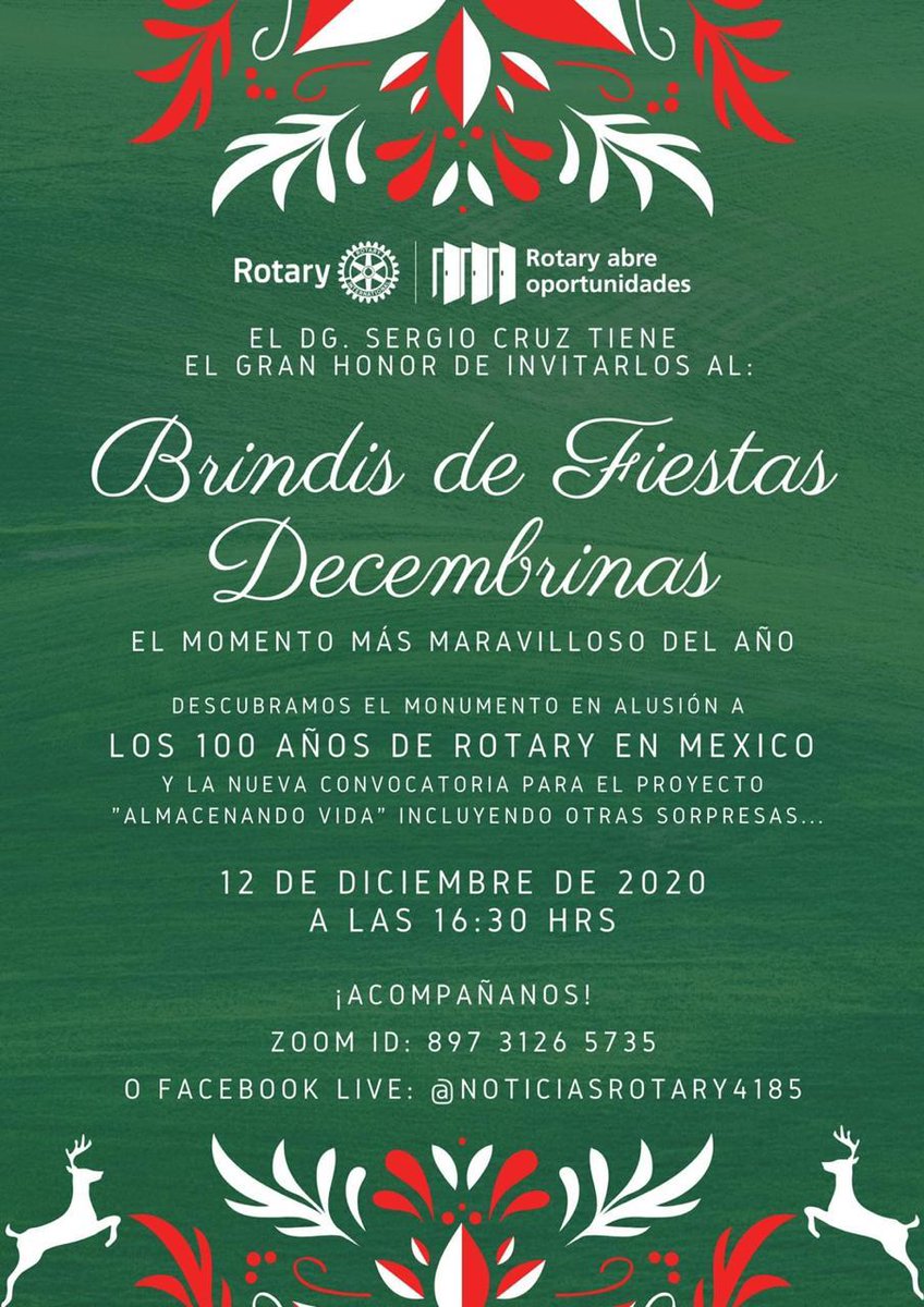 Te esperamos HOY 12 de Diciembre a las 16:30hrs en el Brindis de Fiestas Decembrinas 🤩🥳

¡No te lo puedes perder! 🤗