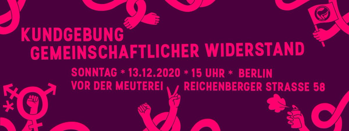 +++ SONNTAG #b1312 +++

12:00📣Keine #Abschiebungen nach Syrien!, Potsdamer Platz

13:00📣#WärmefürAlle, Hasenheide/Gräfestr

13:12📣#Liebig34lebt, #Dorfplatz

14:00📣Gegen rassistische #Polizeigewalt, #Hermannplatz

15:00📣<a href="/rondenbarg_soli/">Gemeinschaftlicher Widerstand</a>, <a href="/KeineBeute/">Leute für die Meute</a>

1/2