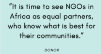 Donations are unconditional. That means that the NGOs decide how the funds are allocated as they know best what is needed on the ground and identify solutions that are locally build, owned and sustained.We respect their work, trust their judgment and believe in their mission.