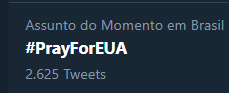 thiagodbattisti's tweet photo. Normalmente eu não comento hashtag de bots pra não dar palco pra maluco, mas essa #PrayForEUA merece só pela genialidade de escrever a sigla americana em português numa hashtag em inglês. É o suprassumo da burrice. https://t.co/xvJr30AZi5