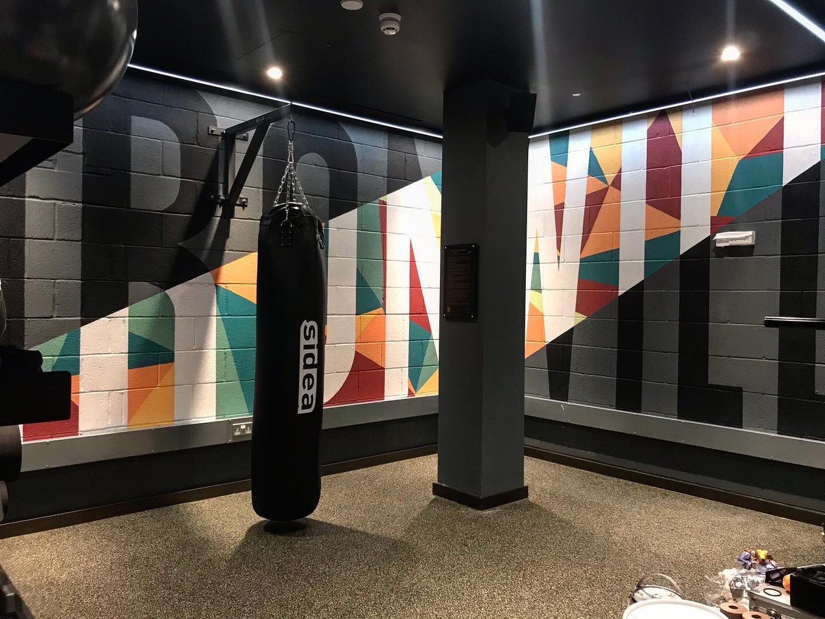 theCunningCraft's tweet photo. ...and then 2 more walls in 2 days.. London hotel interiors.... 5 star people.. #alwayshandpaint 
#muralpainting #hmv #gym https://t.co/47DxXZOoic