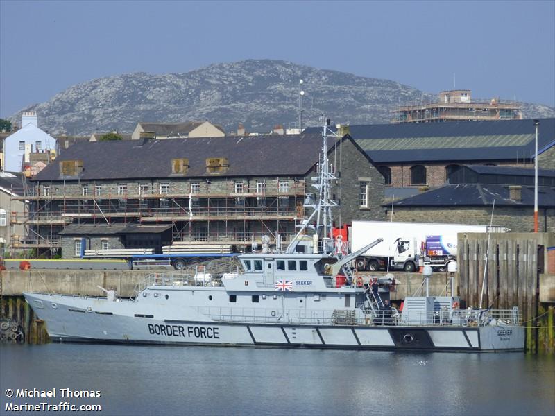 HMC Seeker UK Border Force  https://www.marinetraffic.com/en/ais/details/ships/shipid:196808/mmsi:235082000/imo:9234795/vessel:SEEKER
