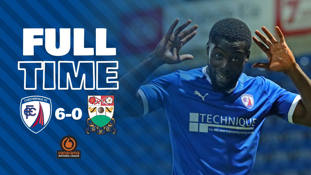 ChesterfieldFC's tweet photo. IT'S ALL OVER! SPIREITES WIN BY SIX GOALS TO NIL. WHAT A PERFORMANCE.

YOU BLUUUEEEESSSSS!!!! This club.😍 https://t.co/x5uqBylips