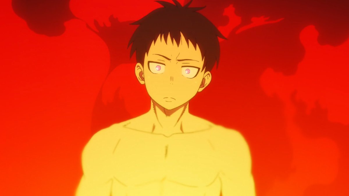 I believe Mamoru Kurosawa also did some work this episode (with his iconic red flames) - the lighting here coming from the flames reflecting off of Shinra really stood out to me, really nice touch.