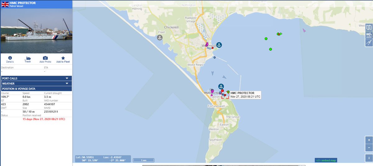 HMC Protector UK Border Force  https://www.vesselfinder.com/?imo=4544107&nbsp;