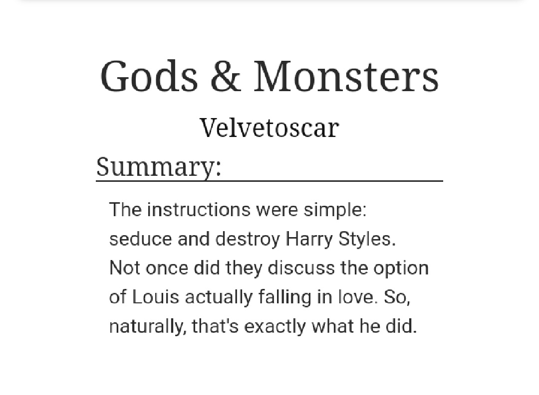 - Gods & Monsters( https://archiveofourown.org/works/2090982/chapters/4550871?view_adult=true)