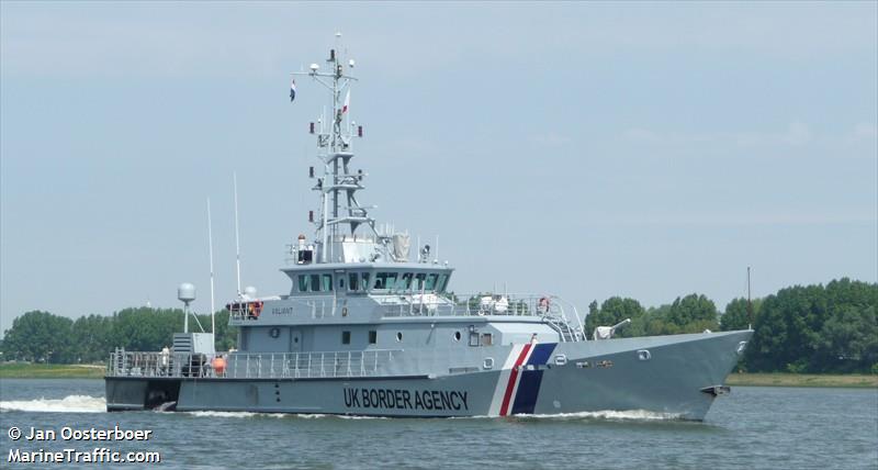 HMC Valiant UK Border Force  https://www.marinetraffic.com/en/ais/details/ships/shipid:203256/mmsi:235745000/imo:9293698/vessel:VALIANT