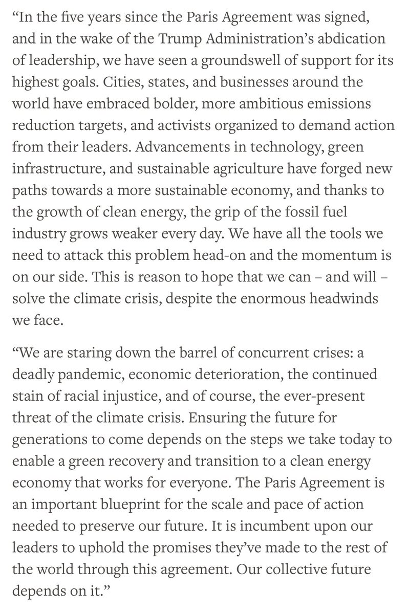 algore's tweet photo. Five years ago today, 195 countries and the European Union gathered to adopt the Paris Agreement, an unprecedented act of global cooperation to tackle the climate crisis. Here are my reflections on our progress, and where we can go from here. https://t.co/kHHHVyspn4