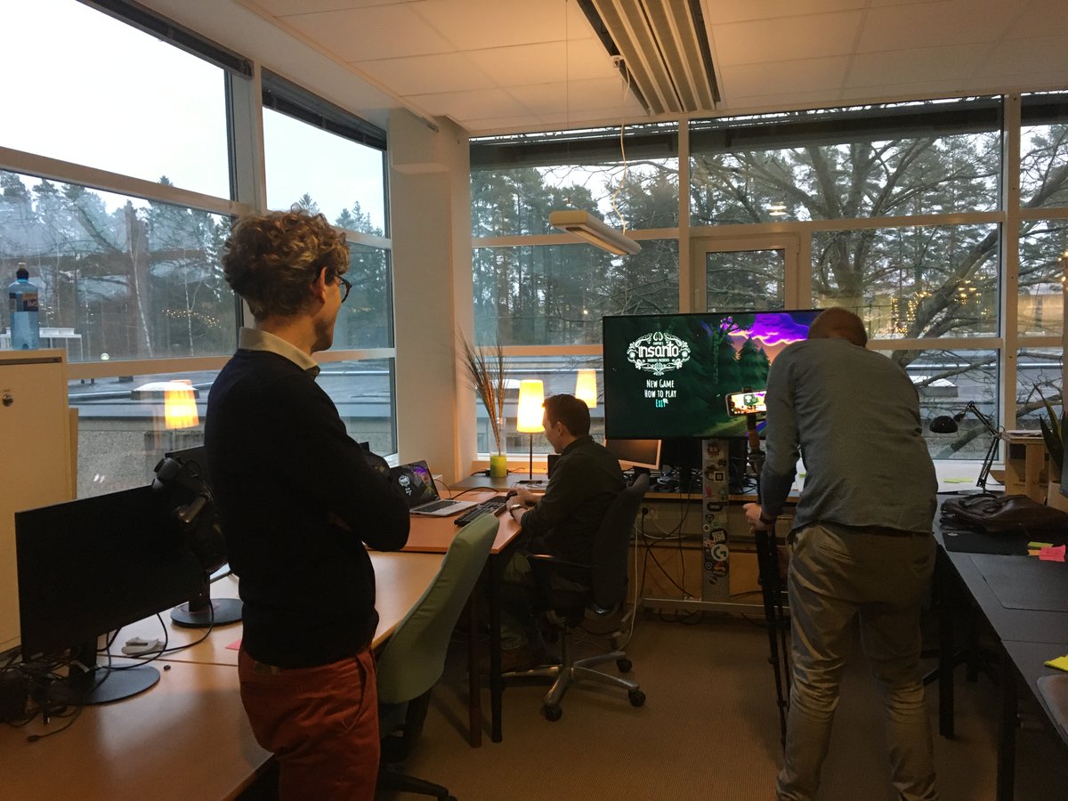 InsantoStudios's tweet photo. Yesterday we tested the first build of the #demo at @TheGr8journey! 
And SVT Värmland (local tv) was there to cover it all! It will be run during the holidays. It's going to be so cool seeing Majros on tv!  📺🐄🎄

#playtest #testsession #PointAndClick #AdventureGames #IndieDev https://t.co/pL0kAb5xaI
