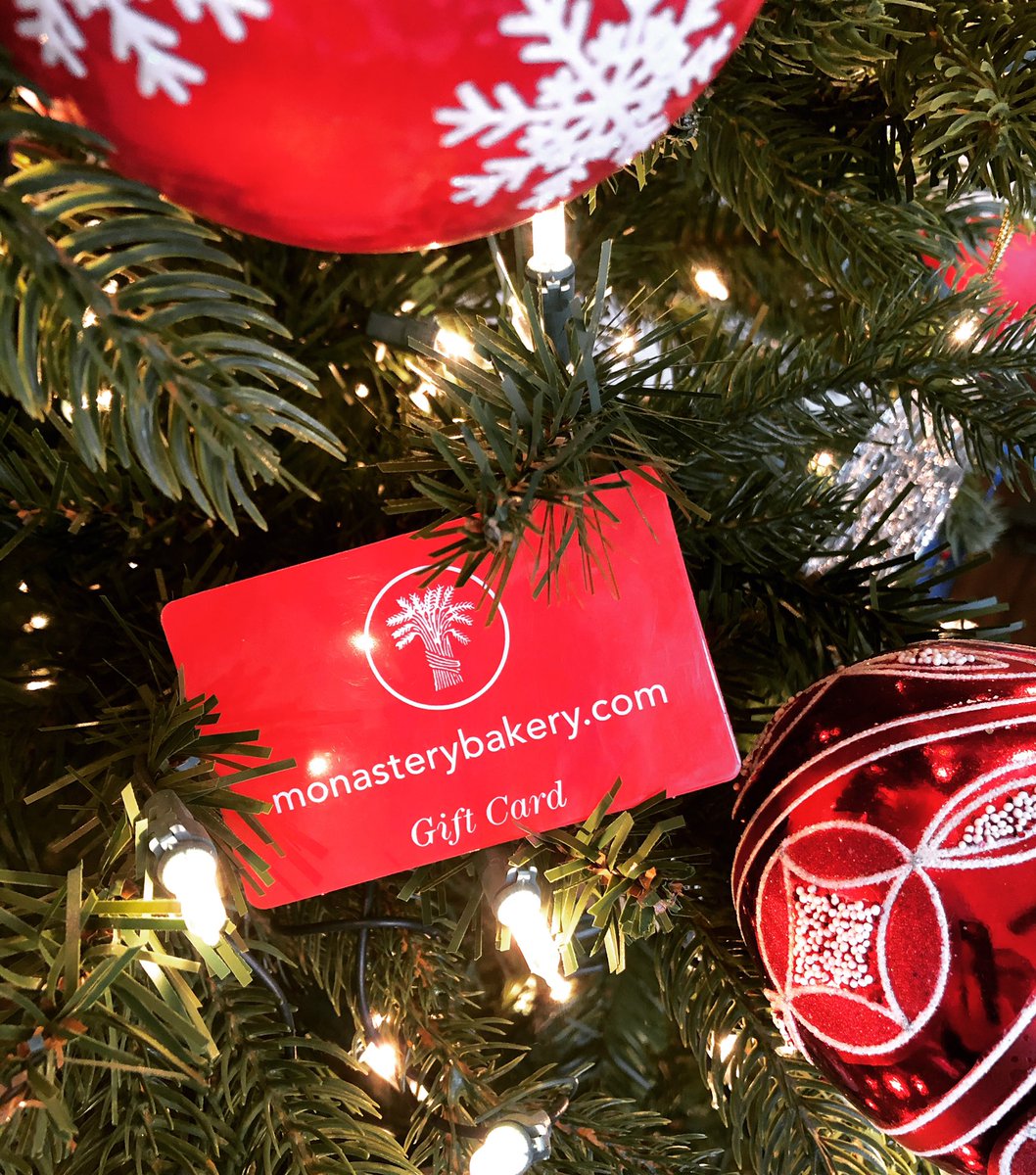 Give them a gift they’ll eat up, a Monastery Bakery Gift Card. Our gift cards are available in any denomination and never expire. And now when you purchase a $100 gift card in store, receive a $5 complimentary card!  Gift cards may be used in store only. #monasterybakery