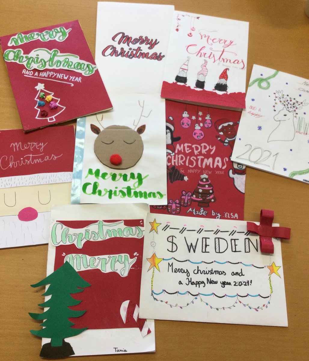 Ins4Cantons's tweet photo. Ja han arribat les postals de Nadal des de Suècia!La #Bleketskolan, amb qui hem iniciat un projecte #etwinning, ens desitja bones festes 😀🎄El nostre alumnat d #2ESO també els n’ha enviat unes en anglès, suec, català i castellà @BobBodil #creatingbonds https://t.co/MCI6Bc7ACR