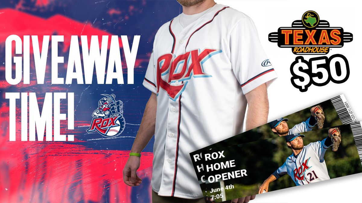 StCloudRox's tweet photo. ⛏️It’s Giveaway Time! ‘Tis the Season! ⛏️

One lucky fan wins:

A Rox Jersey ⚾️
Two tickets to the Home Opener on June 4th!  🎆
$50 certificate to TX Roadhouse 🥩

All you have to do is RETWEET, LIKE, and FOLLOW us to be entered! Winners will be picked 12/14!

#RoxSolidFun https://t.co/dNhLPqB6gA