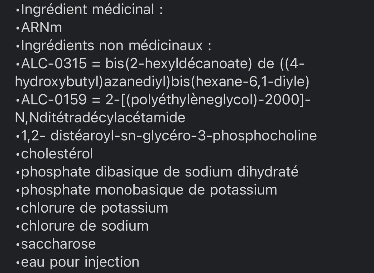 Contrairement à certaines boissons gazeuses, on a les ingrédients du vaccin de Pfizer #covid